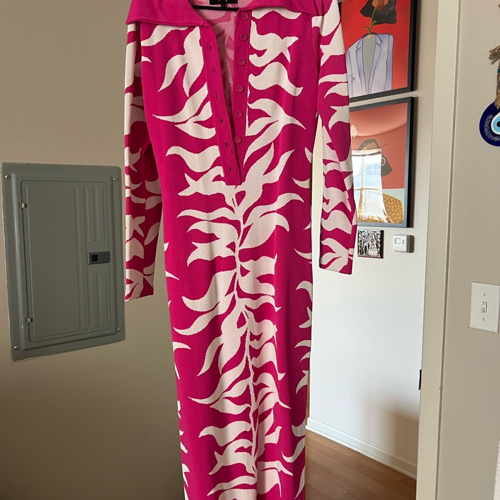 Hanifa Soraya Pink and White Long Sleeve Dress - Picture 4 of 5